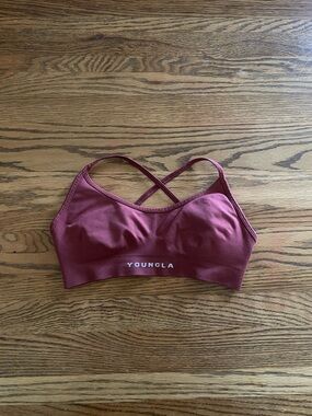 YoungLA Crossback Seamless Sports Bra in Burgundy Red